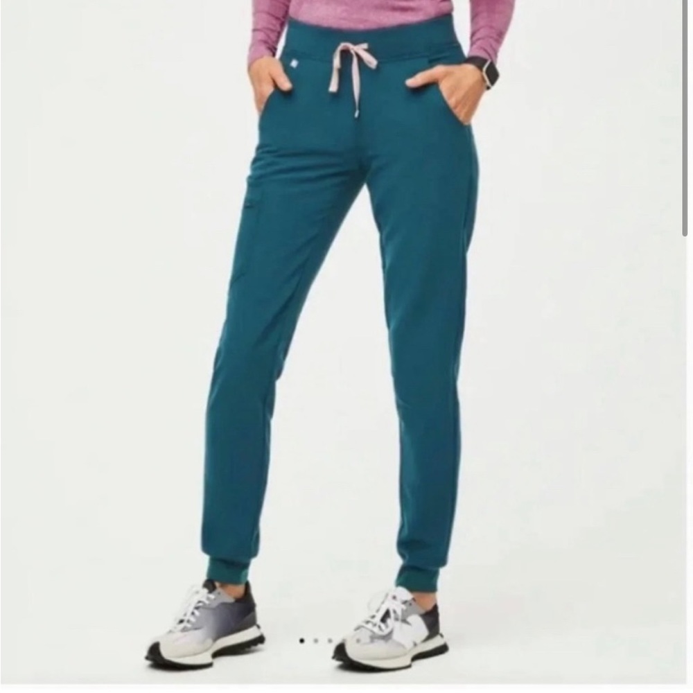 Figs High Waisted Zamora Jogger Technical Scrubs Caribbean Blue size Largepetite